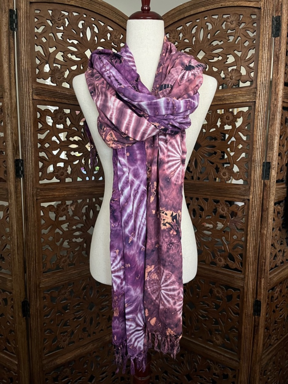 Darn Good Yarn - Lot of 2 Scarves - Tie Dye Scarf Shawl Wrap